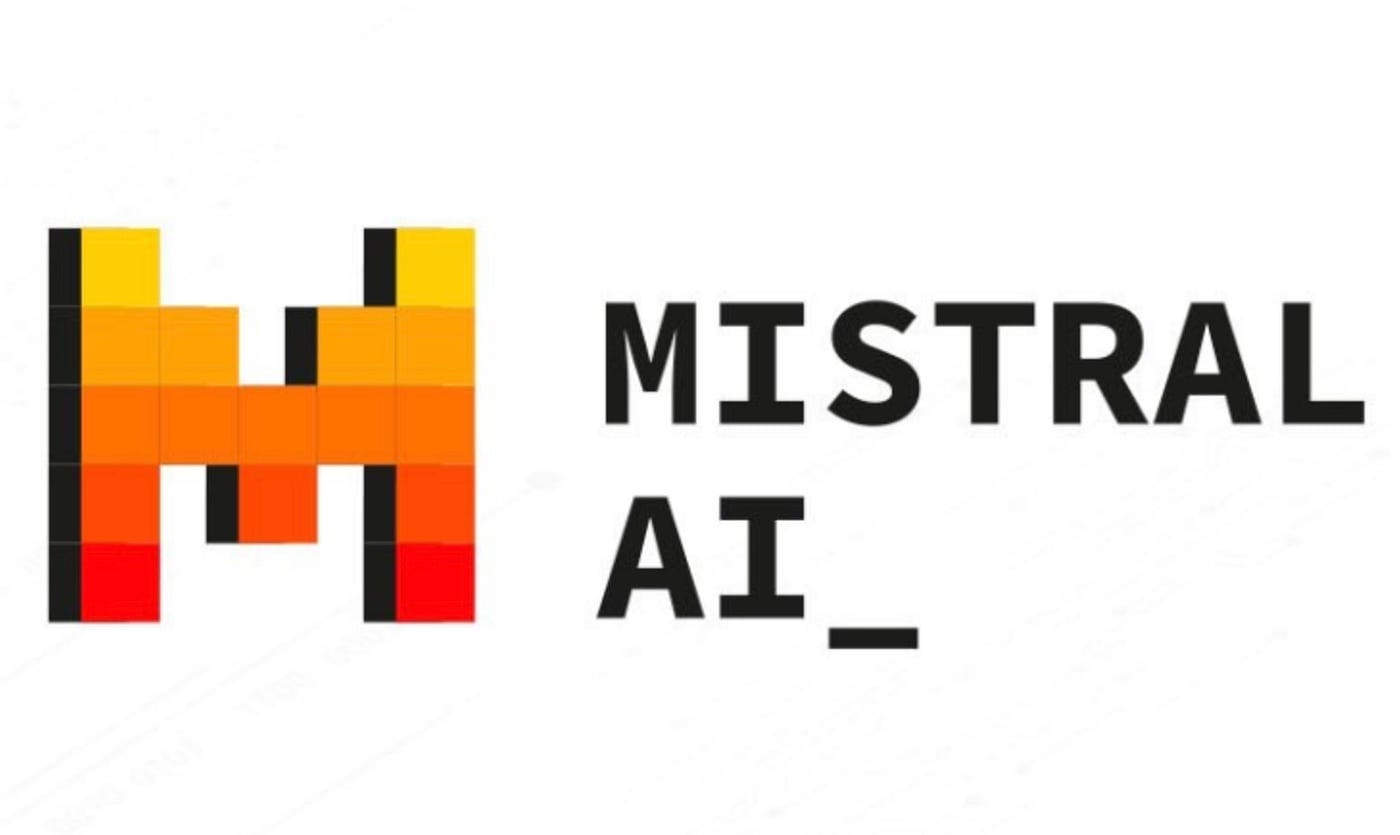 Mistral AI logo on white background.