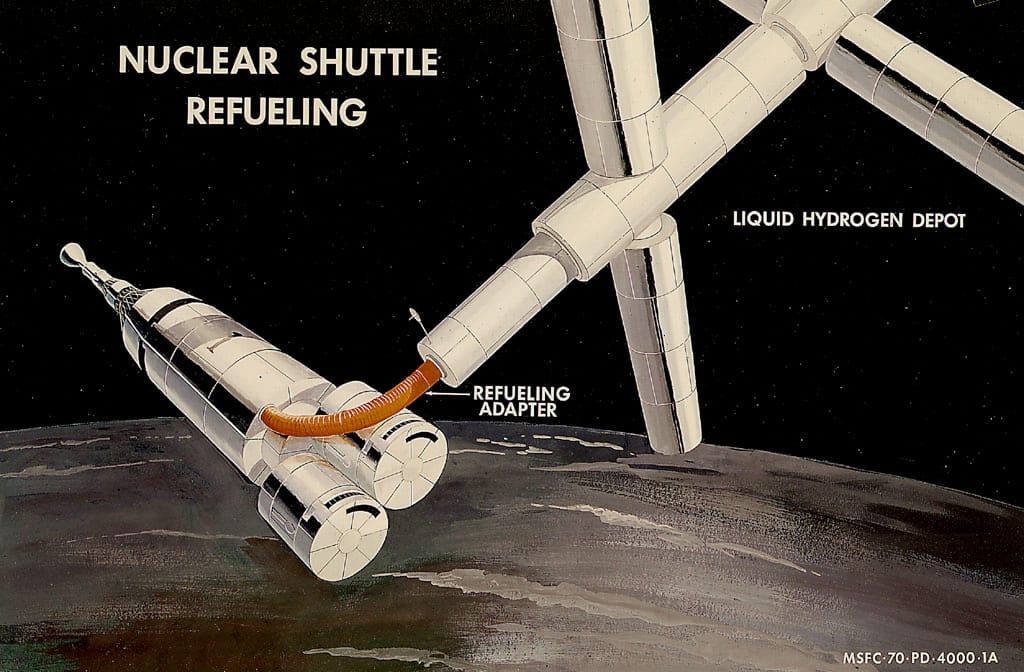 SpaceX Starship Nuclear Shuttle Refueling Graphic: "Refueling Adapter" and "Liquid Hydrogen Depot"