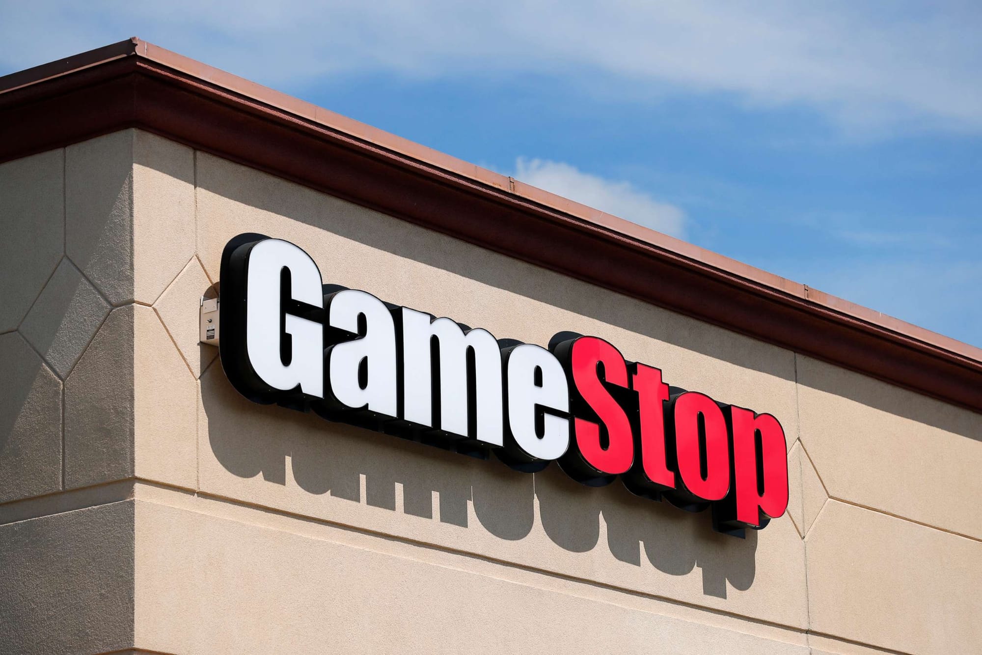 GameStop logo on a building.