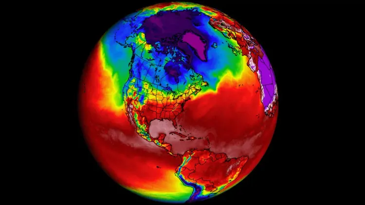 Earth view of temperature systems.