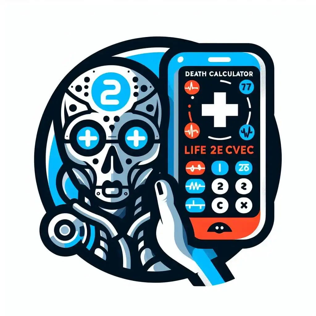 Life 2E CVEC displayed on a mobile phone with a skeleton head next to it. Both eyes contain + symbols.
