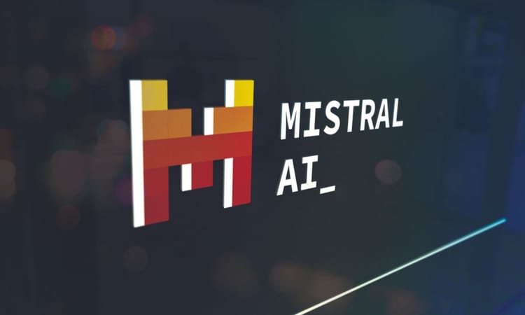 Mistral AI logo on a screen.