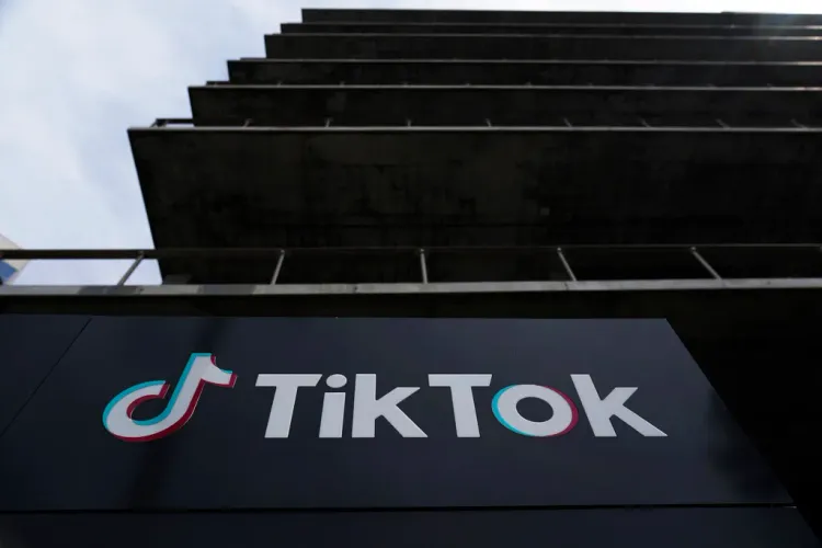 TikTok logo on a building